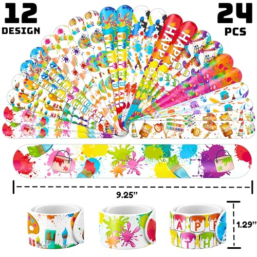 72-Piece Art Party Favors - 48 Tattoos & 24 Slap Bracelets