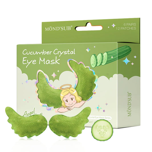 MOND'SUB Under Eye Mask - 6 Pairs Cucumber Crystal Eye Mask - Puffy Eyes & Dark Circles Treatments with Hyaluronic Acid, Reduce Under Eye Bags and Smooth Wrinkles, Brighten Complexion (Cucumber)