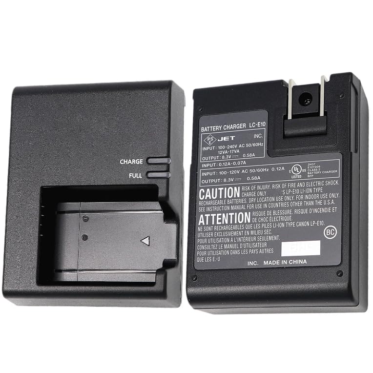 LC-E10E Quick Charger for Canon: LP-E10 LC-E10 LC-E10C Compatible Battery EOS 1100D 1200D 1300D 1500D 2000D 3000D 4000D kiss X50 X70 X80 X90 Rebel T3 T5 T6 T7 T100 DSLR Digital Camera (Black)