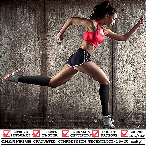 CHARMKING Compression Socks for Women & Men Circulation (3 Pairs) 15-20 mmHg is Best Athletic for Running, Flight Travel, Support, Cycling, Pregnant - Boost Performance, Durability (L/XL,Multi 17)