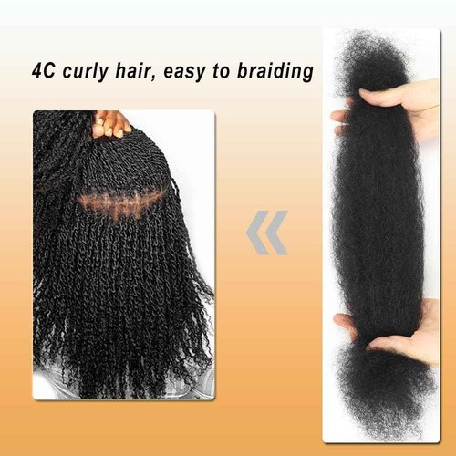 Afro Kinkys Bulk Human Hair,50g,braiding Human hair for Twist, Repaid Locs, Dreadlocks,Afro Kinky Bulk Human hair Extension for black women(20",1pack,black)