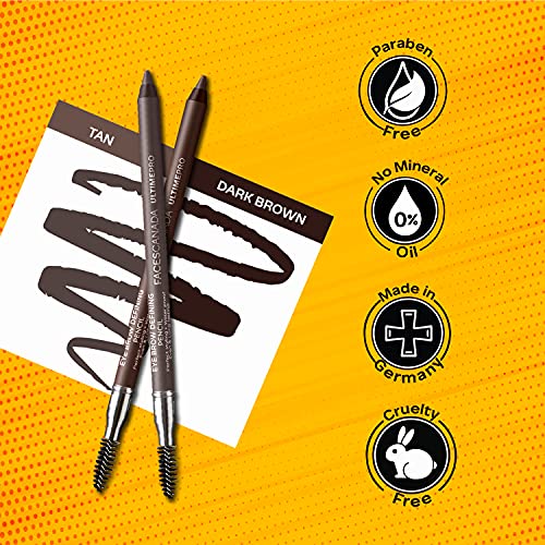 Facescanada Eyebrow Defining Pencil with Spoolie | Smudge Proof, Waterproof Brow Pencil for Natural Full Brows | Easy Glide, Long Lasting & Travel Friendly | 0.04 Oz (1.20g)