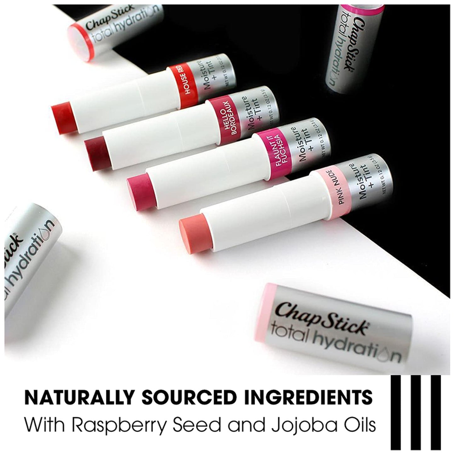 ChapStick Total Hydration Moisture + Tint Flaunt It Fuchsia Tinted Lip Balm Tube, Tinted Moisturizer - 0.12 Oz