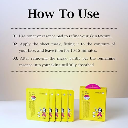 MIDHA RICE MILK MASK HYDRO GLOWING, 0.77fl.oz/23ml x 5set,for Radiant & Dewy Skin, Hydrating, Firming, Glow-Enhancing, Daily Moisture mask, Deep Nourishment, Face Sheet mask