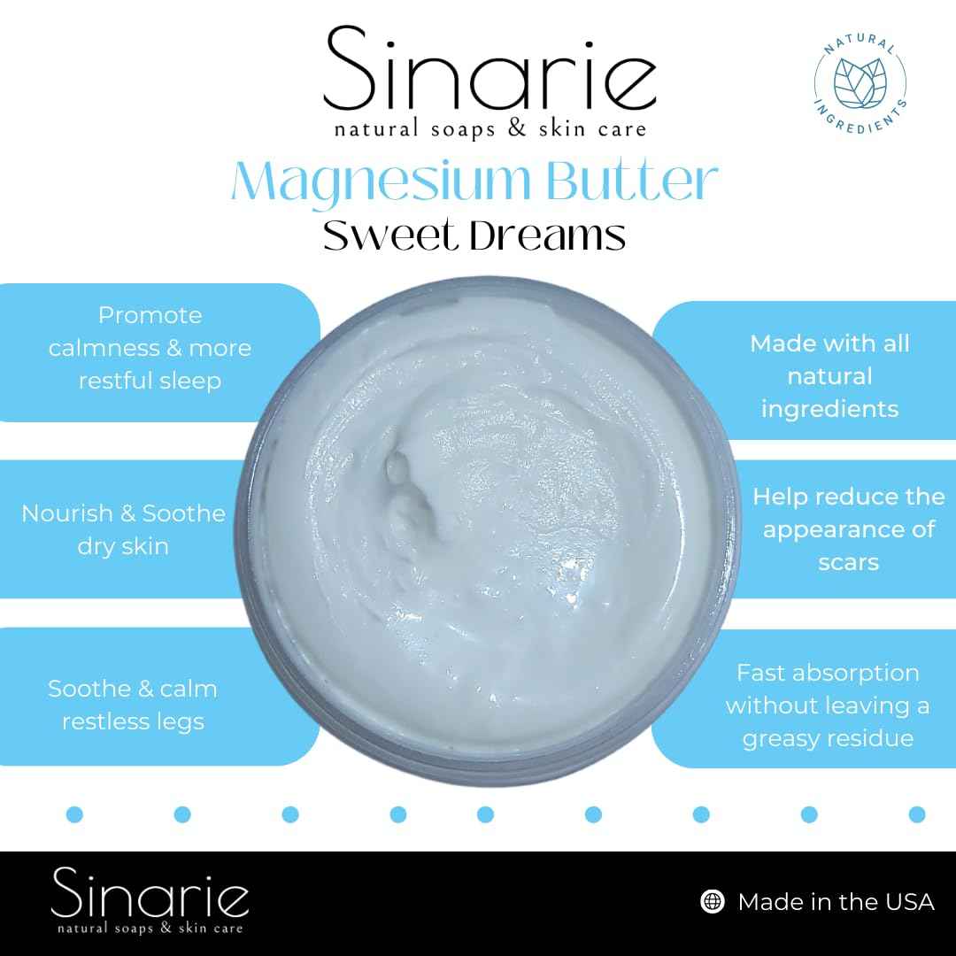 Sweet Dreams Magnesium Emulsified Body Butter, 4 oz., 1 Count | Mango Butter | Premium Magnesium Oil | Natural Ingredients | Magnesium Lotion | Eucalyptus + Peppermint