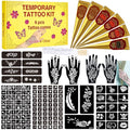 141 Pcs Temporary Tattoo Kit with Stencils & 6 Inks