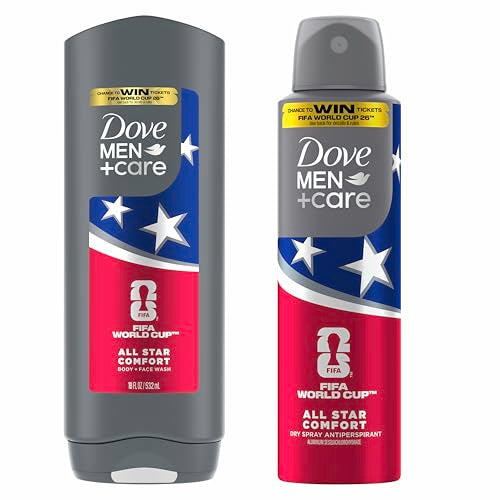 DOVE MEN + CARE Limited Edition FIFA Body Wash & Deodorant Regimen Pack 2 Count All Star Comfort for Men for Hydrated Soft Skin & Odor Protection