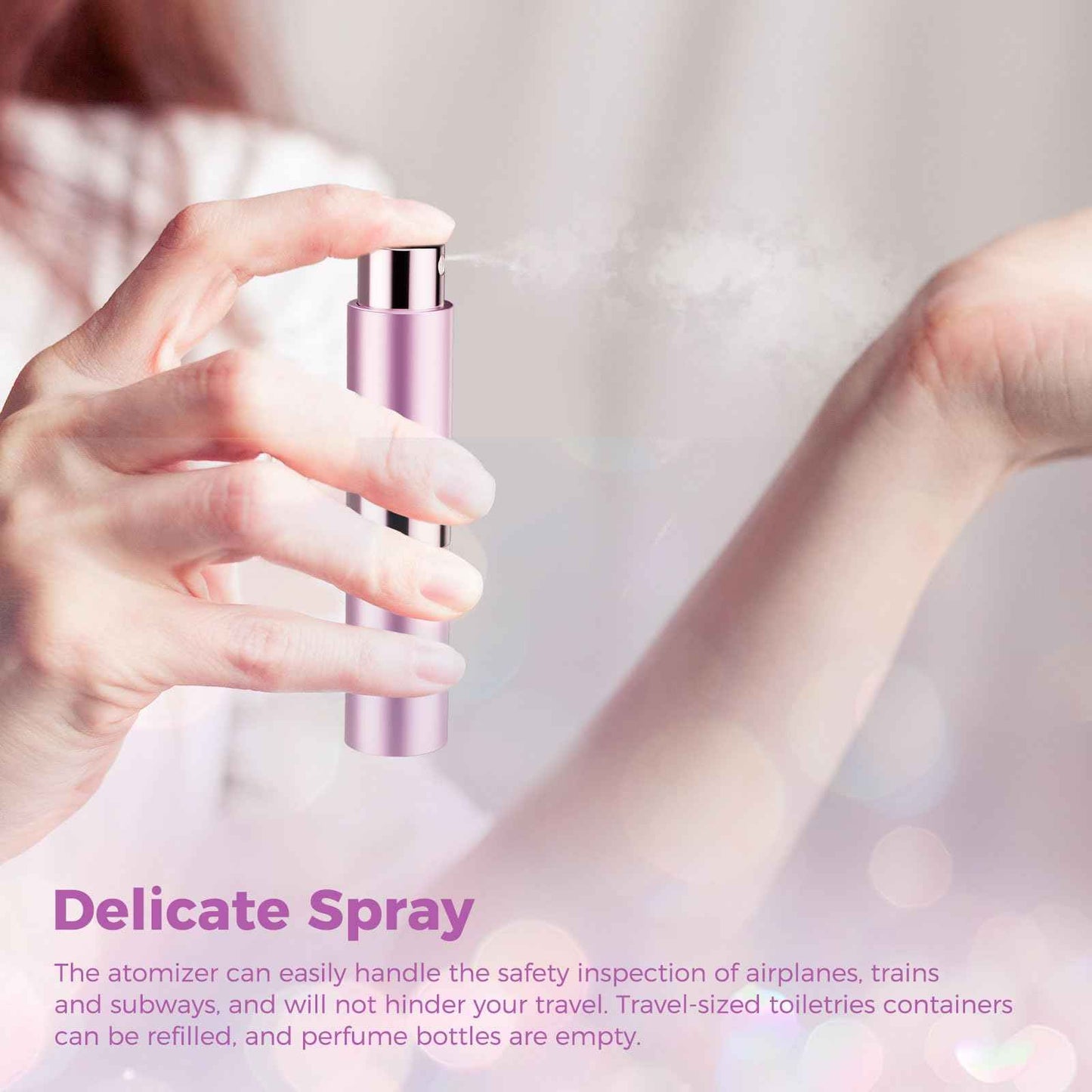 Augwontior Travel Perfume Bottle Refillable, Mini Cologne Travel Size Bottle, Empty Perfume Atomizer, Portable Atomizer Sprayer Dispenser with 3 Sets of Filling Tools (8ml, 3 Pack)