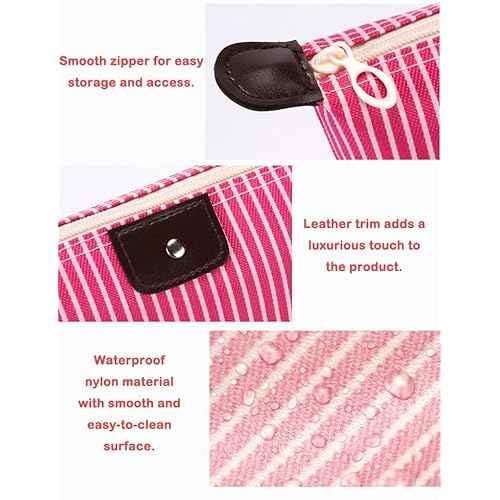 2 Pack Make Up Bag for Traveling,Preppy make up bag,Toiletry Bag,Nylon Cosmetic Bag,Light Pink Makeup Bag,Skin Care Bag£¬Tiny Makeup Bag