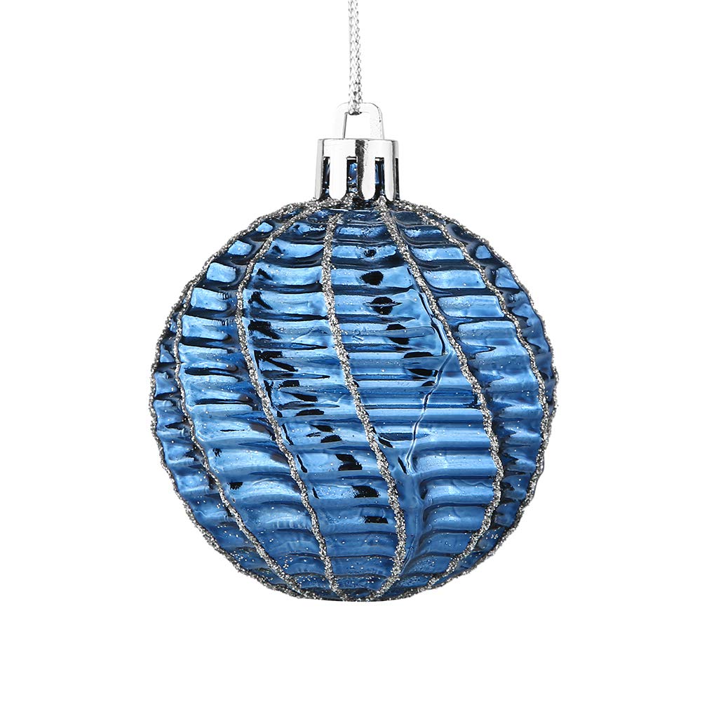 Sattiyrch Christmas Ball Ornaments 30ct, 60mm/2.36" Blue and Silver Shatterproof Plastic Decorative Xmas Balls Ornaments Set (Blue and Silver)