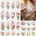 Watercolor Floral Temporary Tattoo Sleeves - 25 Sheets Kit