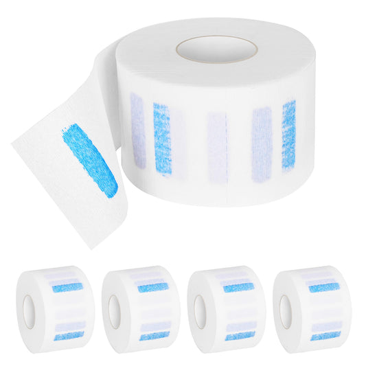 Disposable Barber Neck Paper with Hairdressing Accessory Tool - 5 Rolls & 500 Neck Strips, Barber Supplies