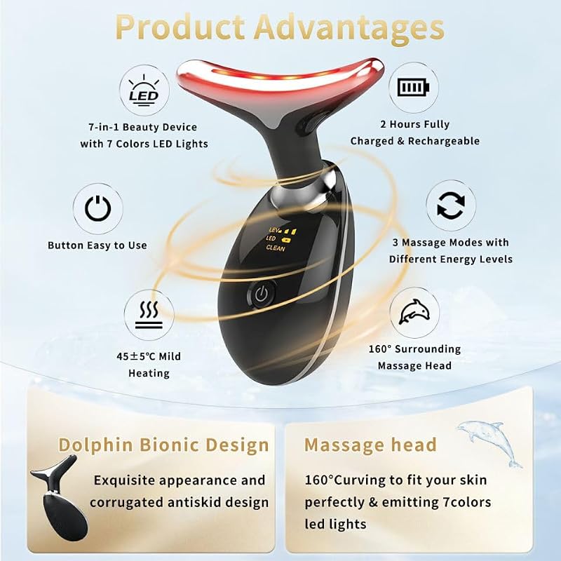 7-Color LED Facial Beauty Device with Vibration & Heat