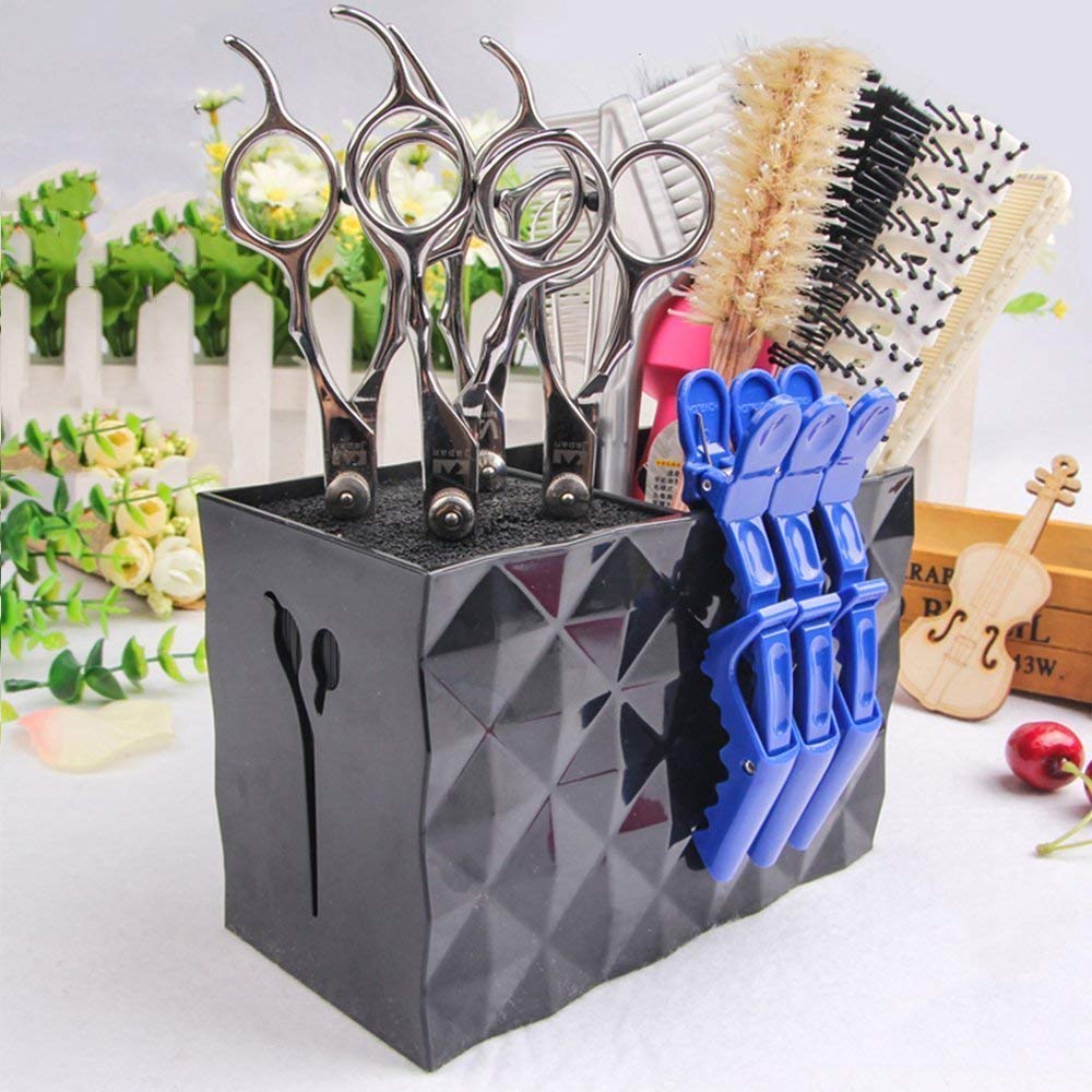 Professional Salon Scissors Box for Stylist Scissors Rack Holder Case. Hairdressing Combs Clips Storage Box (Black)