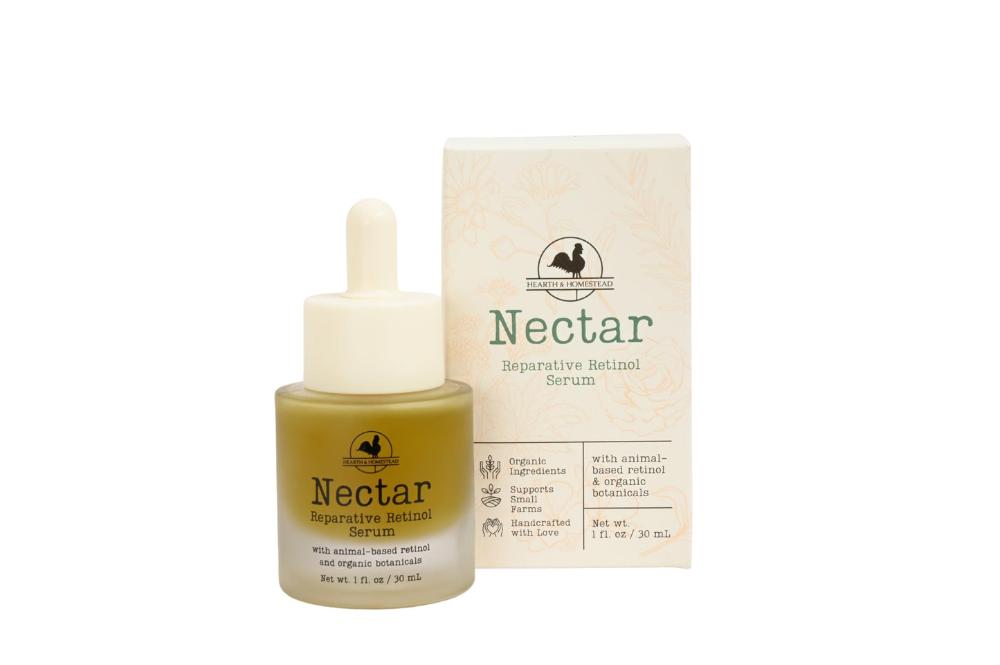 Nectar Natural Retinol Serum by Hearth & Homestead – Fermented Cod Liver Oil, Grass-Fed Tallow & Emu Oil – Nutrient-Rich Facial Oil for Smooth, Healthy Skin – 1 fl oz