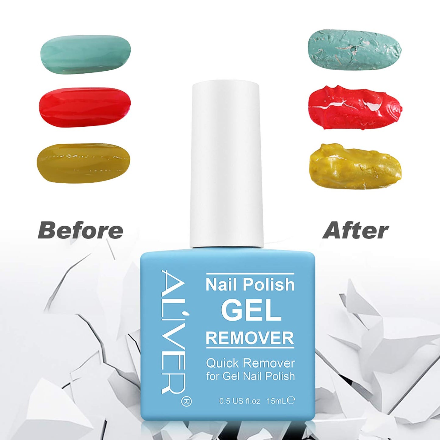 Gel Nail Polish Remover - (2 Pack) Professional Easily & Quickly Remove Gel Nail Polish Soak-Off Gel Polish - Peel Off In 3-6 Minutes - 15ml