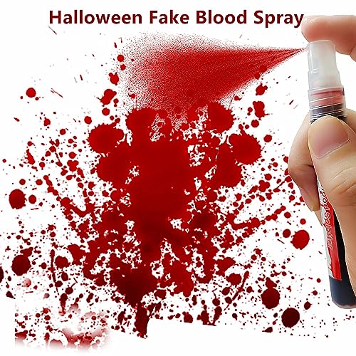 Go Ho Horror Bride Body Paint Makeup Set with Black Lipstick, Adjustable PU Leather Choker, Fake Blood Spray, 3PC Bloody Love Stickers - Halloween Costumes Gothic Bride Punk Accessories Kit