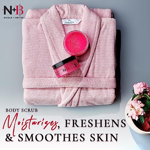 N+B Sugar Body Scrub | Invigorates and Brightens Skin | Oil Free | Removes Impurities Leaving Skin Soft and Moisturized | Formulated with Pomegranate Seed Extract and Agave | Made in the USA | 9.5oz