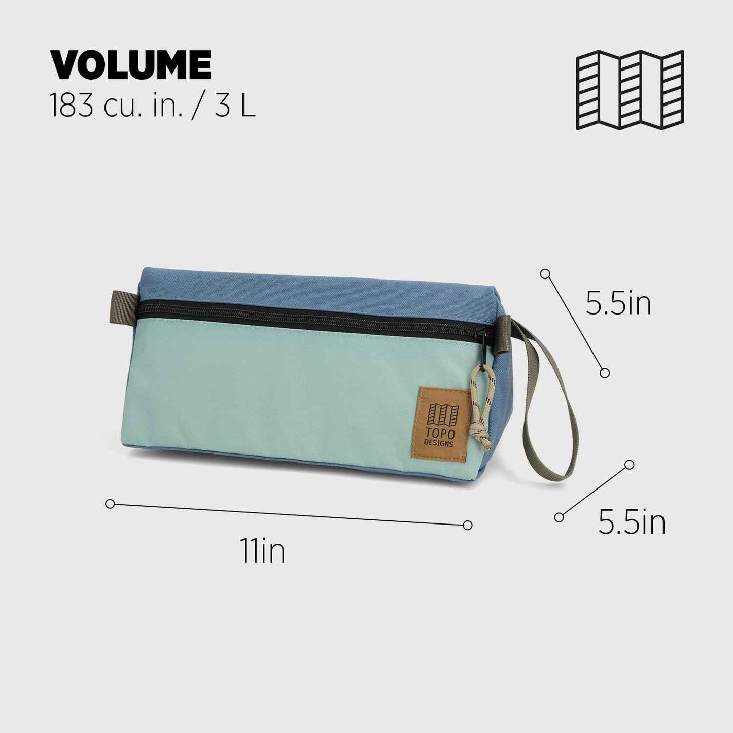 Topo Designs Dopp Kit, Stone Blue/Ash Green, Carry-On 20-Inch