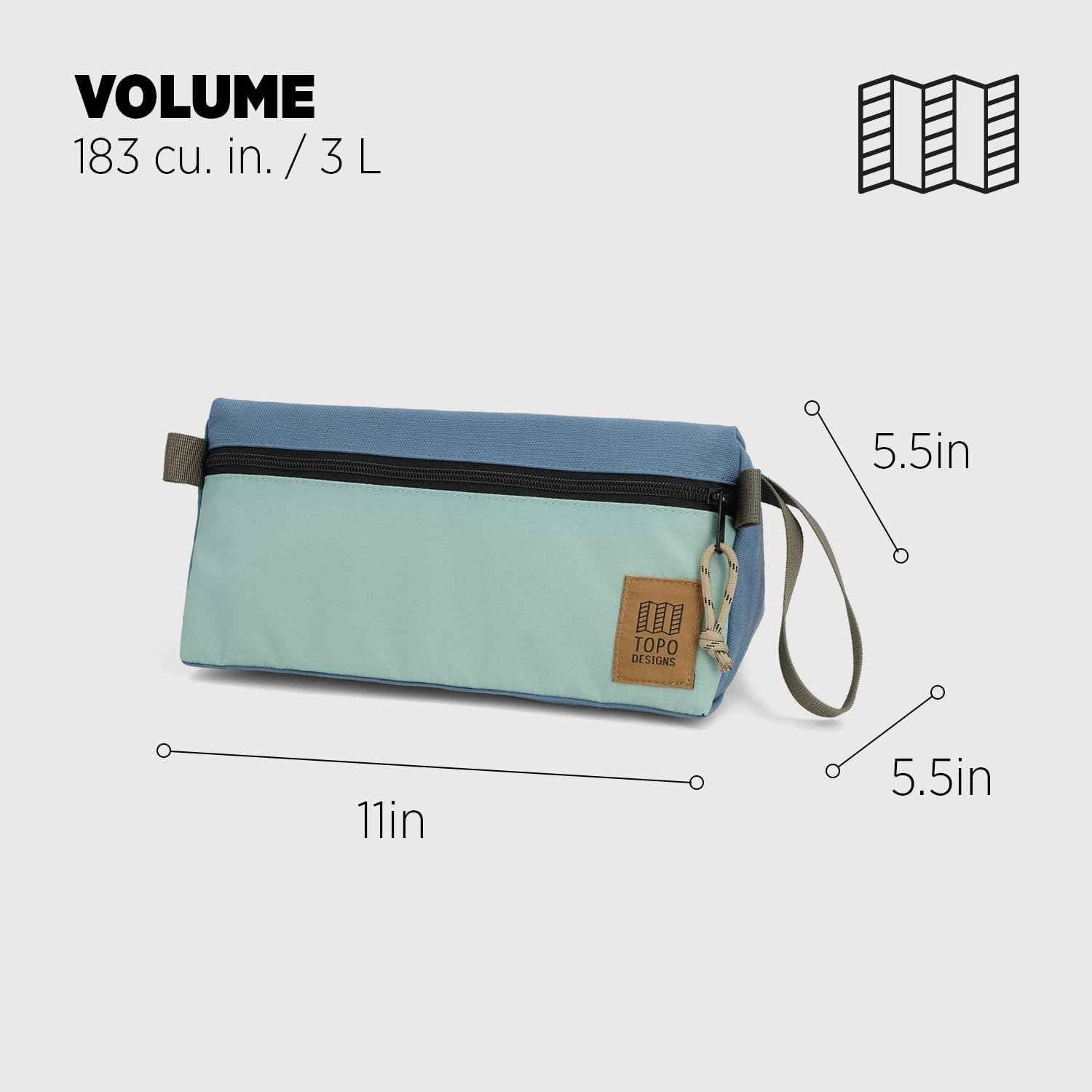 Topo Designs Dopp Kit, Stone Blue/Ash Green, Carry-On 20-Inch