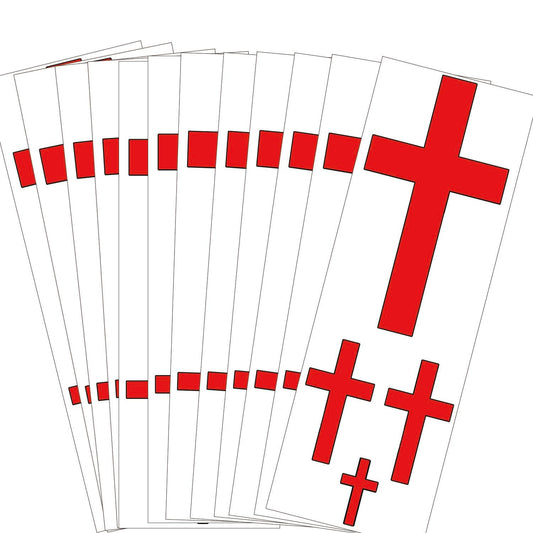 Fake Red Cross Tattoos, Temporary Face Tattoo, Halloween Cross Tattoos Sticker for Adult Kids Halloween Costume Accessories and Parties,12-Sheet