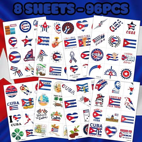 96 Cuban Flag Temporary Tattoos - Party Favors & Decor