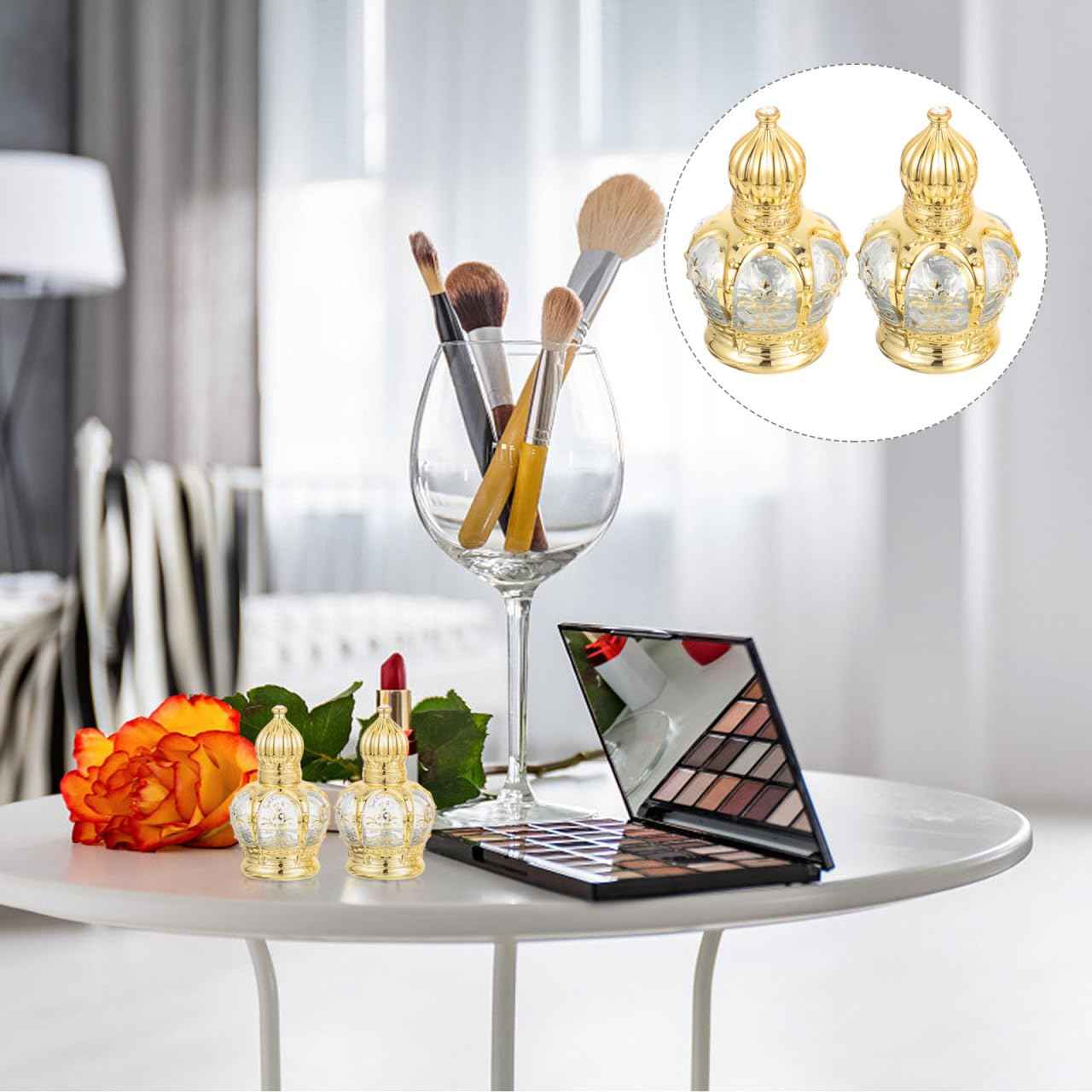 DOITOOL 2 Pack Glass Holy Water Bottles 10ml Empty Holy Water Containers Refillable Glass Roll on Bottles Essential Oil Containers for Catholic Christian Baptism Party Church