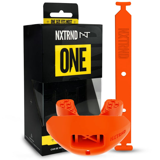 Nxtrnd One Football Mouth Guard, Strap Included, Fits Adult & Youth (Orange)