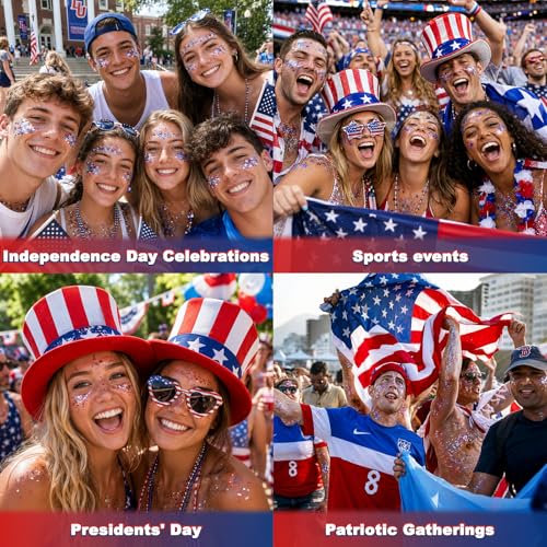 Red White Blue Glitter Stick for Face, Body & Hair