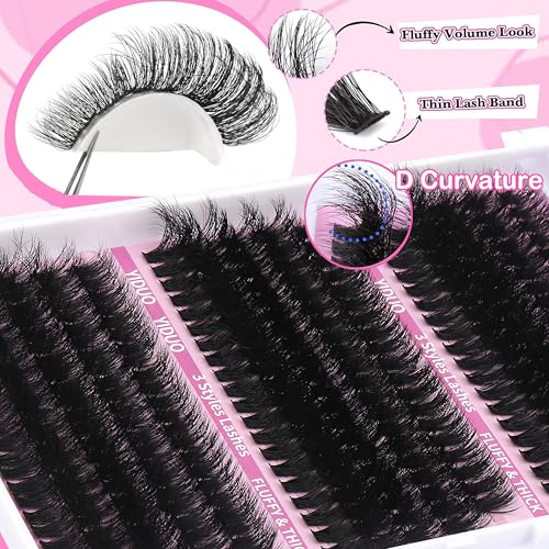 YIDUO 255PCS Volume Lash Clusters Kit with Bond & Seal