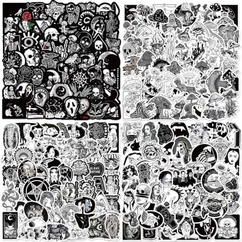 200 Goth Stickers Pack - Waterproof Vinyl Decals for Laptop & Water Bottle