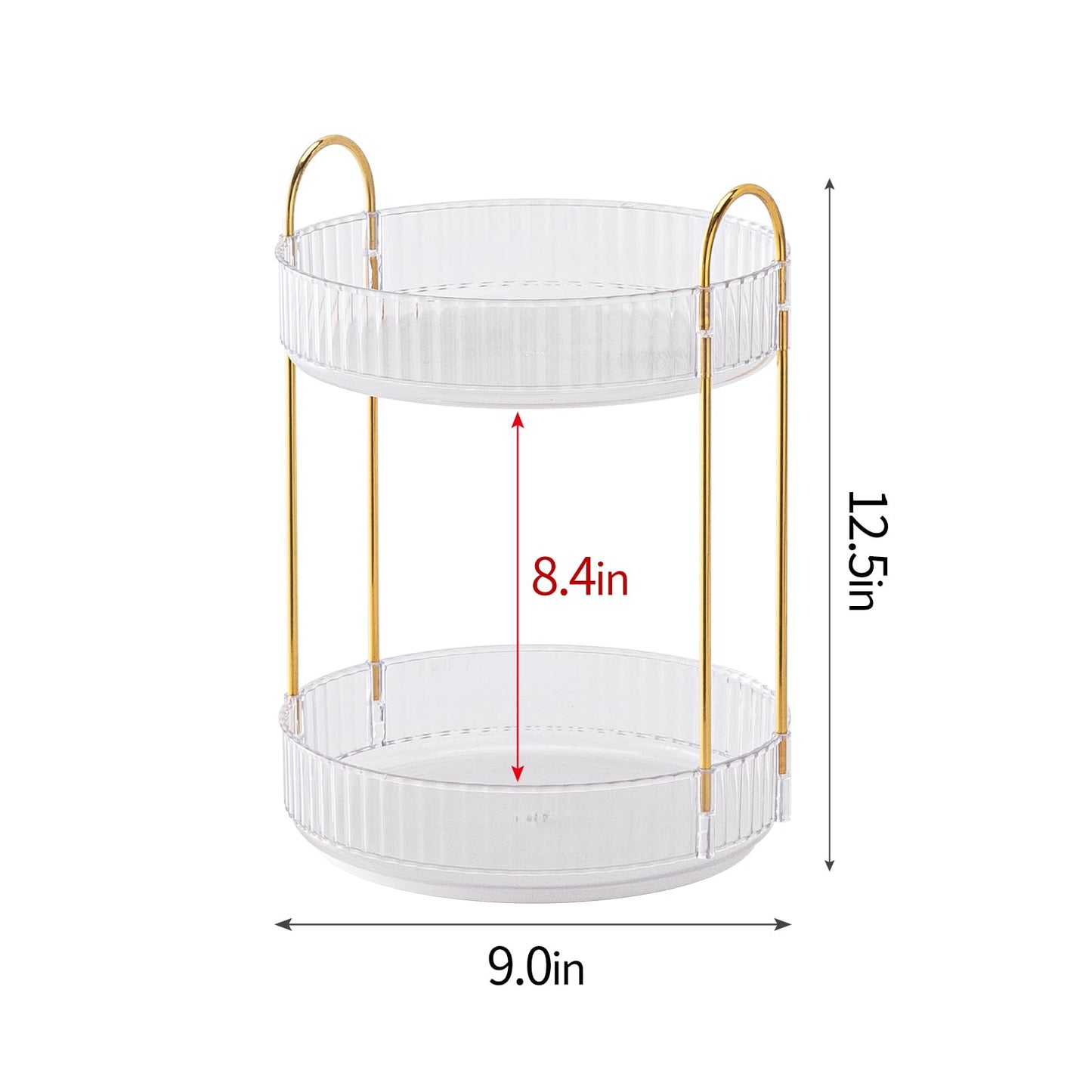 360° Rotating Makeup Organizer for Vanity - 2 Tier Perfume Organizer with Large Capacity - Skincare Organizer for Bathroom Counter - Space-Saving Cosmetic Storage for Dresser Countertop (Clear)