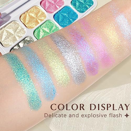 HOSAILY 8 Colors Diamond Highlighter Palette with Mirror