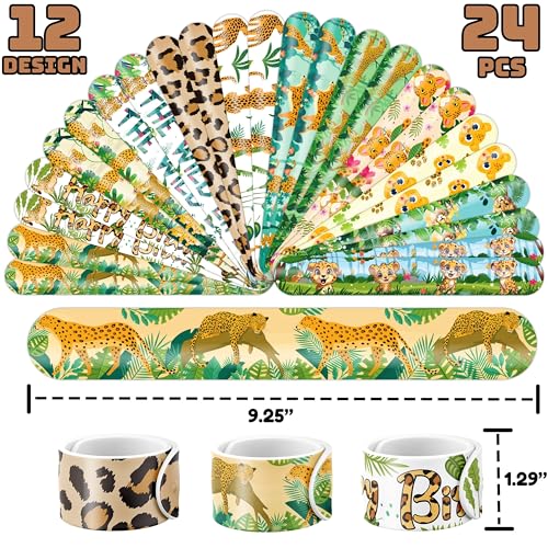 Cheetah Party Favors Bundle - 48 Tattoo Stickers & 24 Slap Bracelets