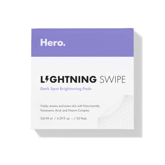 Hero Cosmetics Lightning Swipe - Brightening Serum Pads for Fading Post-Blemish Dark Spots with Botanicals - Fragrance and Paraben Free (50 Count)