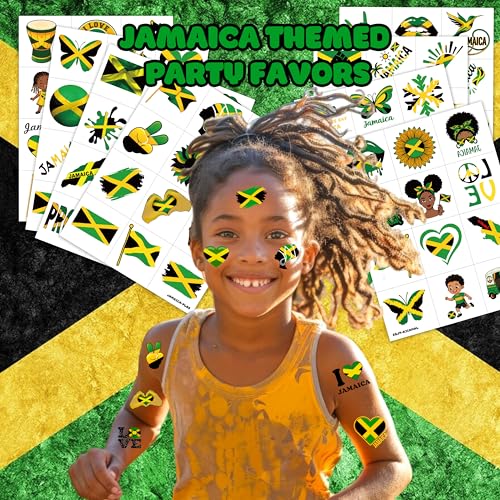 96 PCS Jamaica Flag Temporary Tattoos - Party Favors