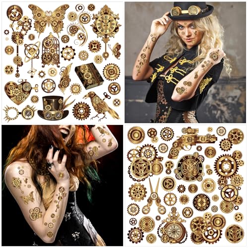 Steampunk Temporary Tattoos Face Tattoos Sheet Set