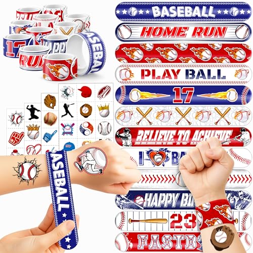 Baseball Party Set - 72 Piece Favor Bundle with Tattoos & Slap Bracelets