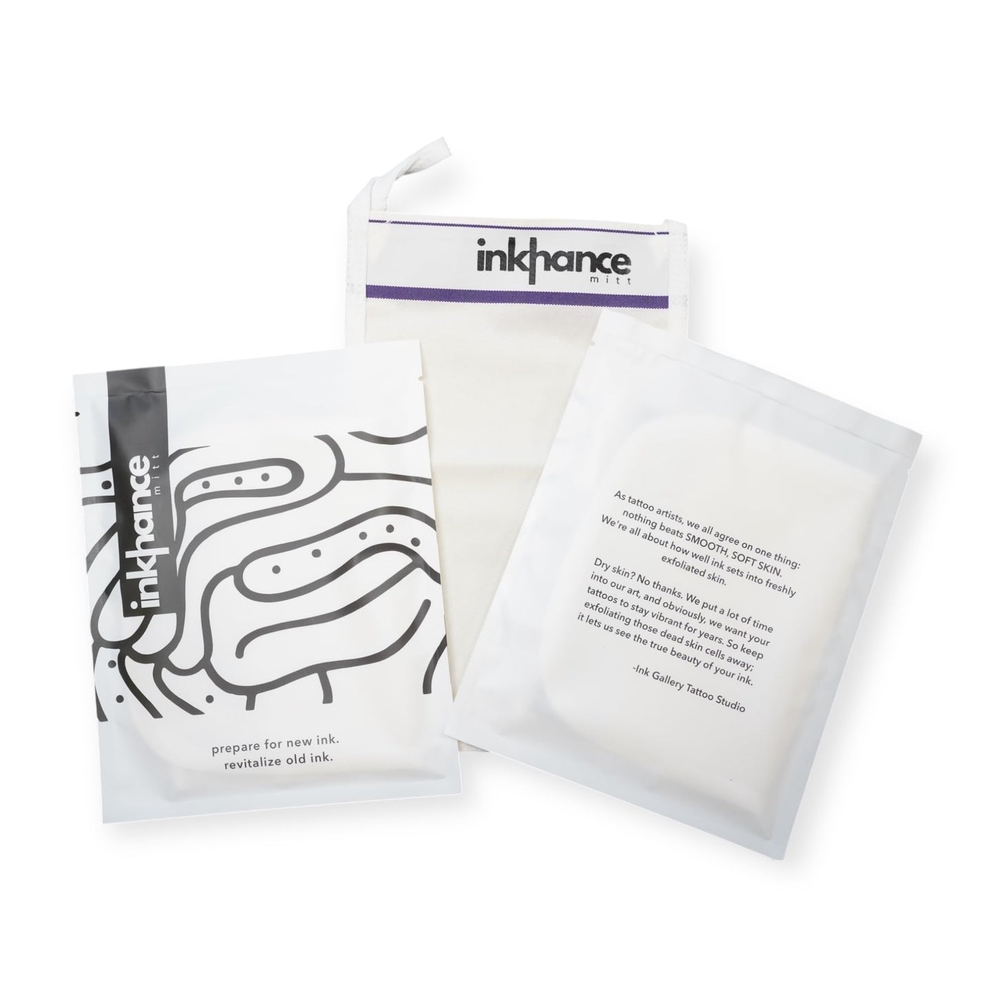 Inkhance Exfoliating Mitt – Skin Softener Glove for Tattoo Prep, Old Tattoo Enhancing, Dry Skin, Keratosis Pilaris, Ingrown Hairs, Strawberry Legs – Smooth Skin & Lymphatic Drainage Support