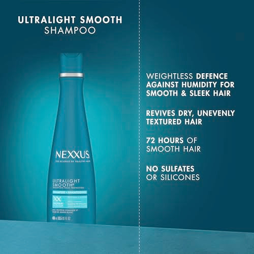 Nexxus Ultralight Smooth Shampoo Weightless for Dry and Frizzy Hair Smooth Hair Treatment to Block Out Frizz 13.5 fl oz