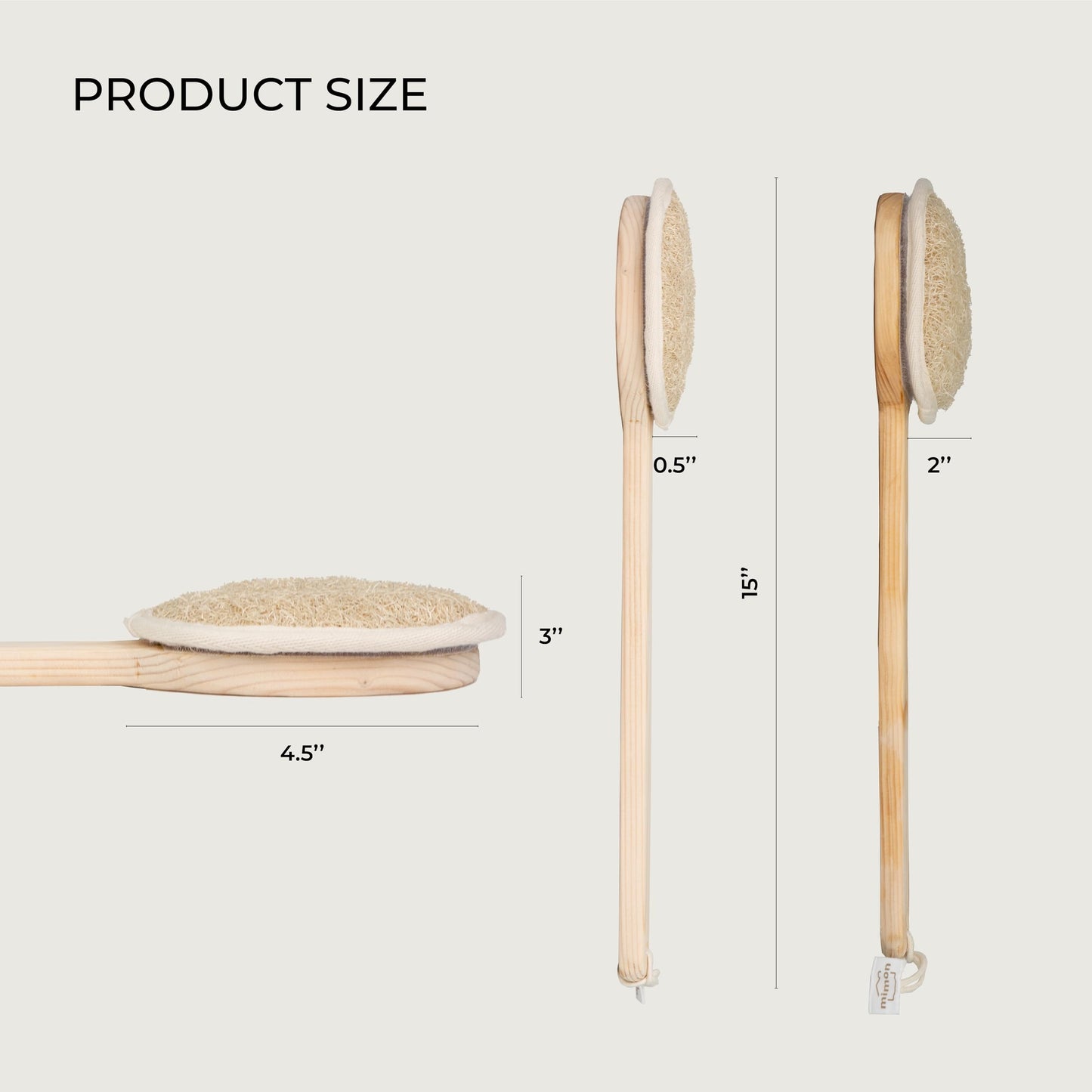 Natural Loofah, Exfoliating Body Scrubber with Handle, Biodegradable Bath Loofahs on Stick, Replaceable Pads, Chemical-Free Bath & Body Loofah for Women, Men and Kids