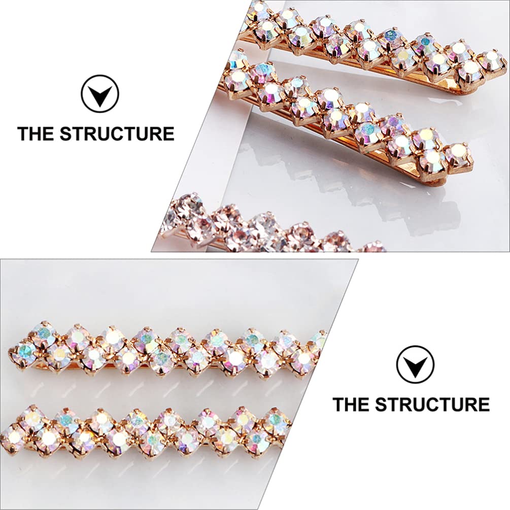 Beaupretty Fashion Hair Clip, 2 Pairs Rhinestone Bobby Pin for Women Ladies Hair Jewelry Accessories, Crystal Metal Hair Clips Diamond Wedding Bridal Hair Accessories