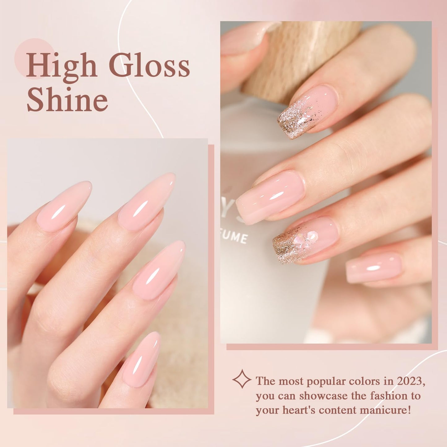 SHOYUM Nude Pink Gel Nail Polish,15ml Natural Jelly Sheer Pink Gel Polish Color Soak Off UV LED Nail Art Starter Manicure Salon DIY at Home