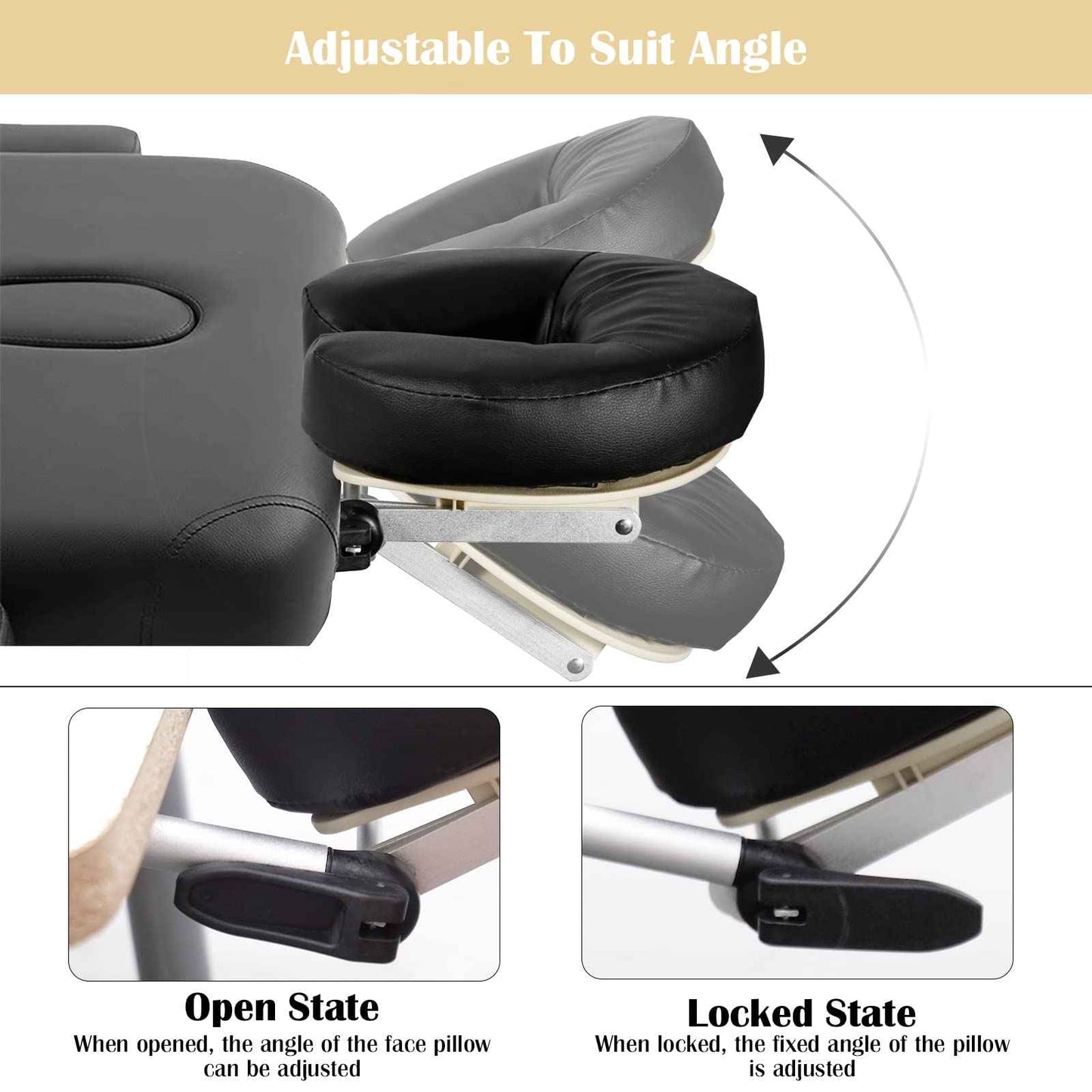 VARIPOWDER Adjustable Massage Table Face Cradle with Pillow Cushion Massage Table Bed Chair Headrest ＆ Face Pillow Massage Platform Head Rest Cushion Cradle for Salon Home Mattress Top Massage Kit