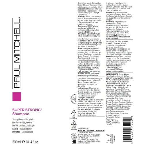 Paul Mitchell Super Strong Shampoo, Strengthens + Rebuilds, For Damaged Hair