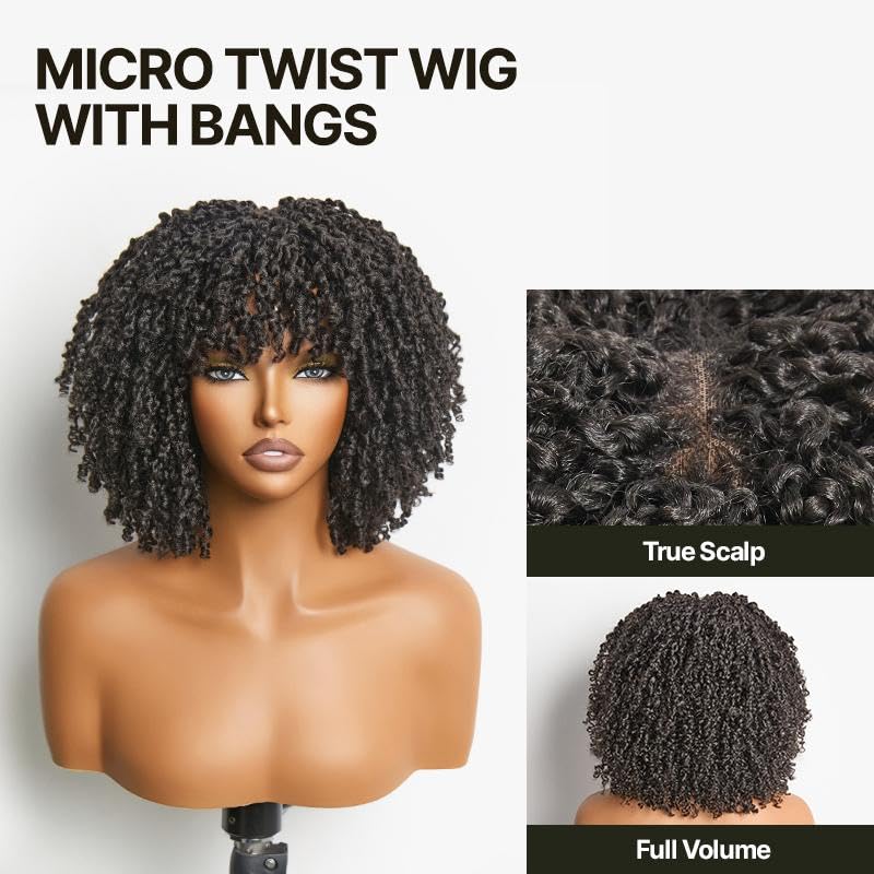 Frodio 10" Dreadlock Wig with Bangs - Micro Twist Glueless Synthetic