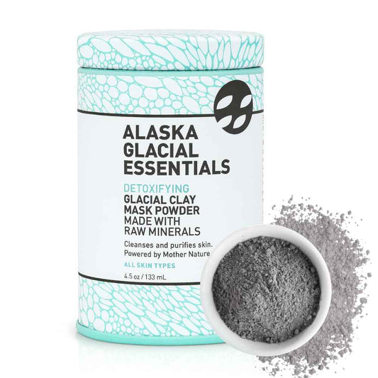 Alaska Glacial Mineral Clay Mask Powder for Face & Body | Detox, Exfoliate & Rejuvenate Skin | 100% Pure Glacial Silt – Unscented, 4.5oz