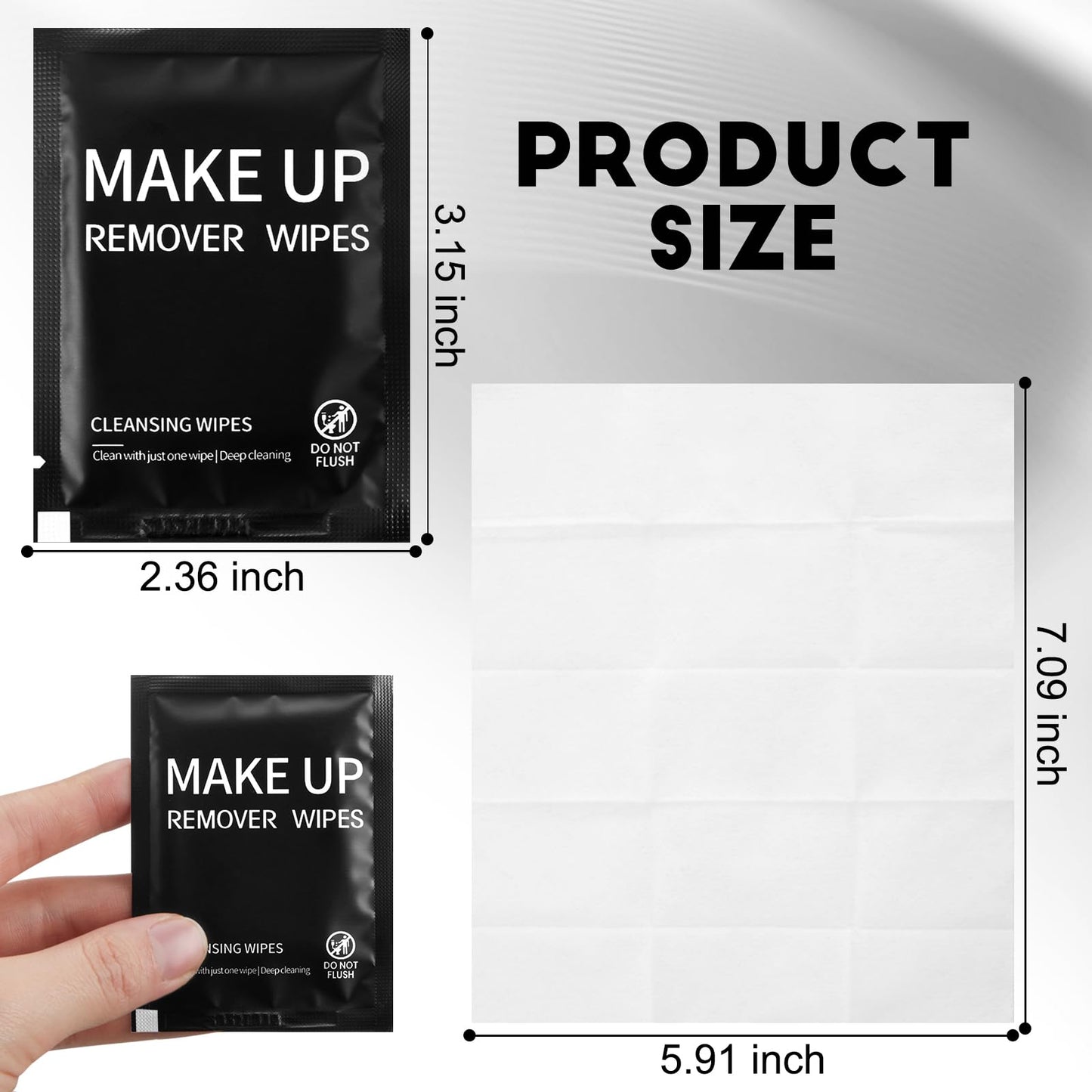 Timgle 200 Pcs Makeup Remover Wipes Gentle Cleansing Makeup Wipes Waterproof Individually Wrapped Makeup Remover Deep Pore Cleansing Facial Cleansing Wipes for Removing Makeup Dirt (Black)