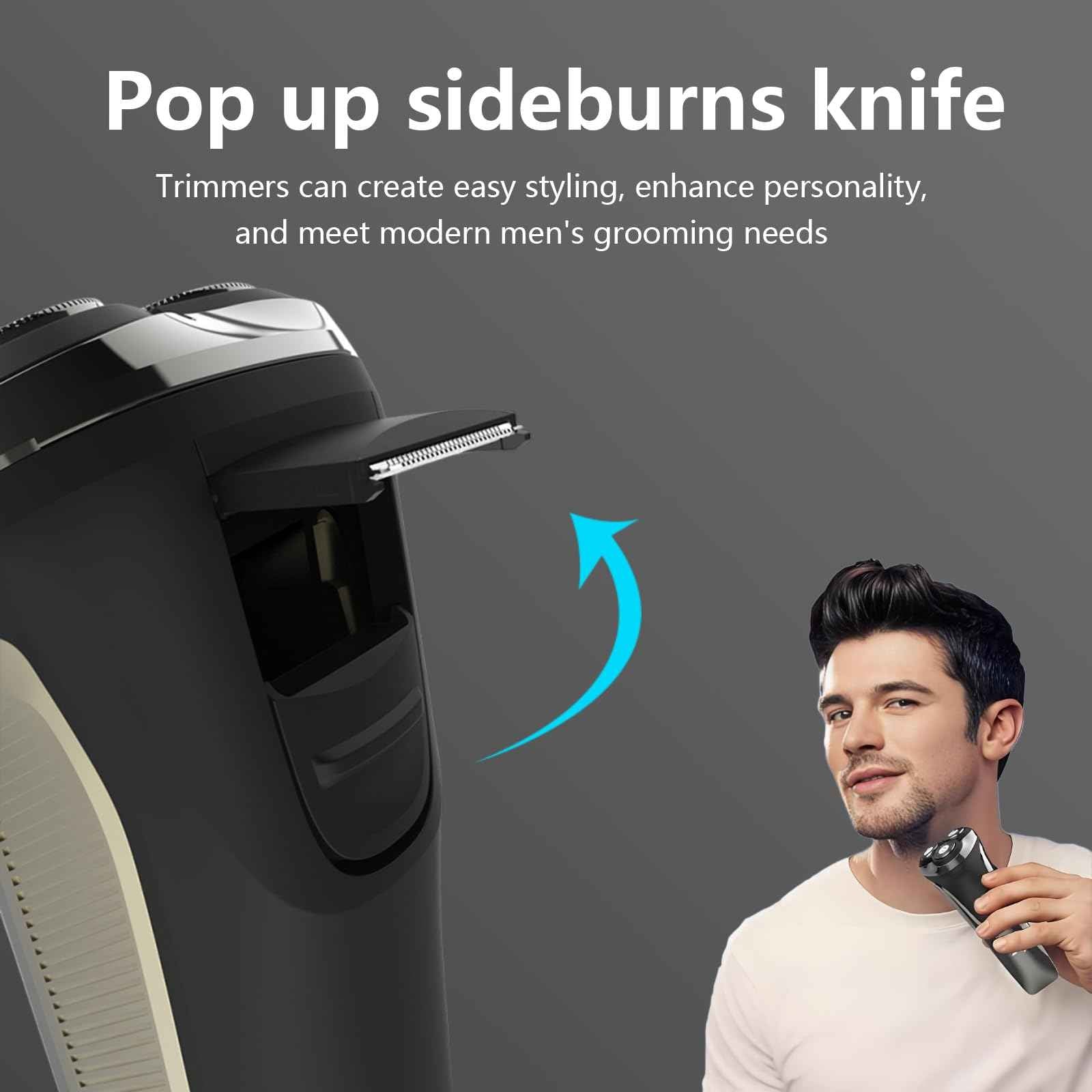 Electric Razor for Men,4D Floating Head Rotary Electric Razor,Ipx7 Waterproof Shavers for Men Wet & Dry Shaver with LCD Display& Quiet Motor (Black)