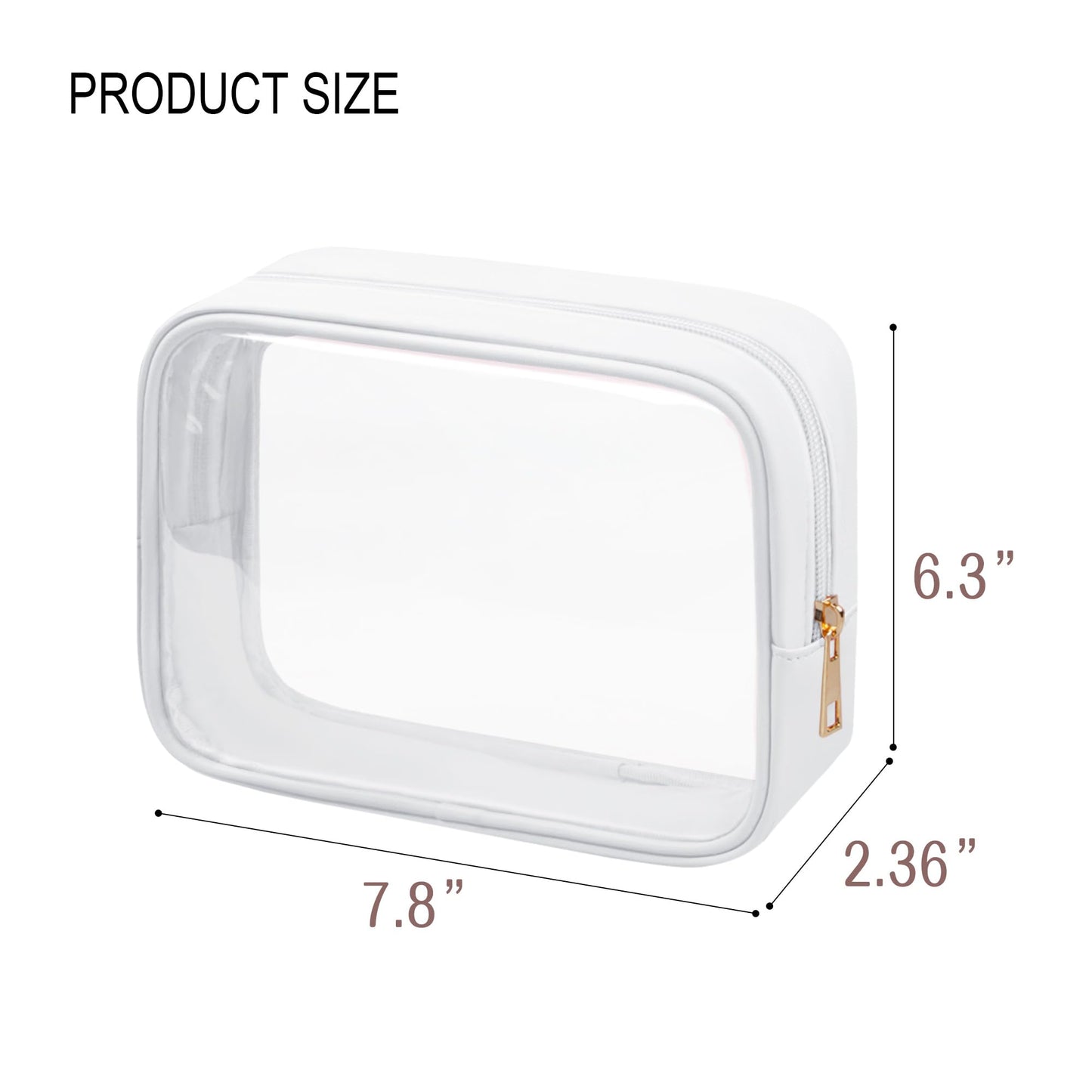 Ebbniur TSA Toiletry Bag Clear Makeup Bag Travel Essentials Cosmetic Bag for Men and Women White 2Pcs